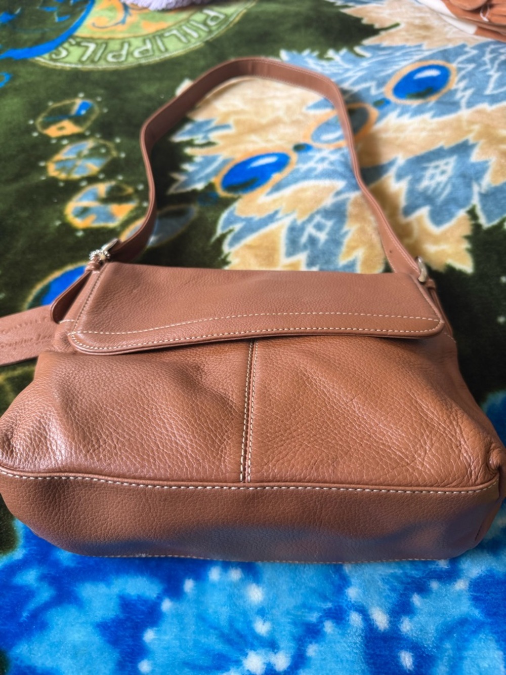 Charter Club Pebbled Leather Flap Crossbody in Tan - Picture 6 of 15